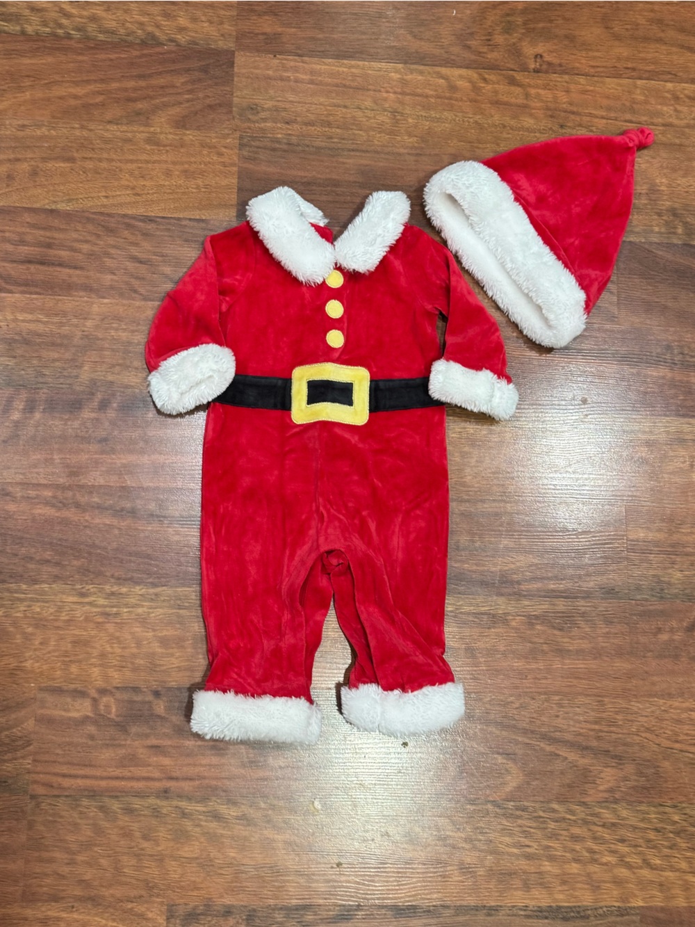 First Impressions - Baby Red Santa Suit One-Piece Holiday Costume with Hat